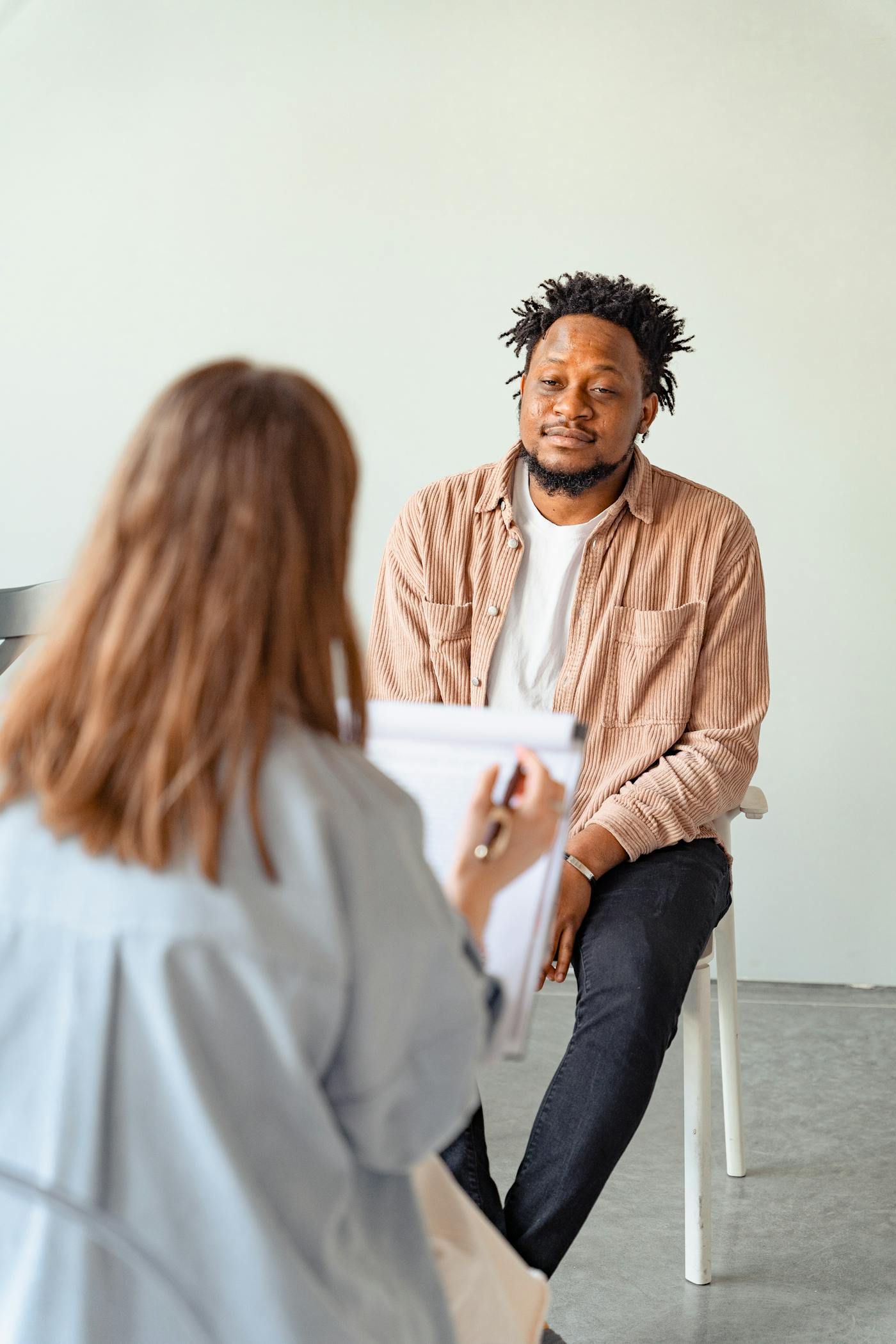 Person receiving mental health support at home